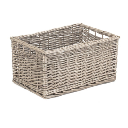 Chaddesley natural wicker storage basket antique wash side profile UK