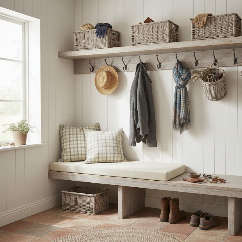 Small antique wash wicker basket mudroom entryway storage rustic UK