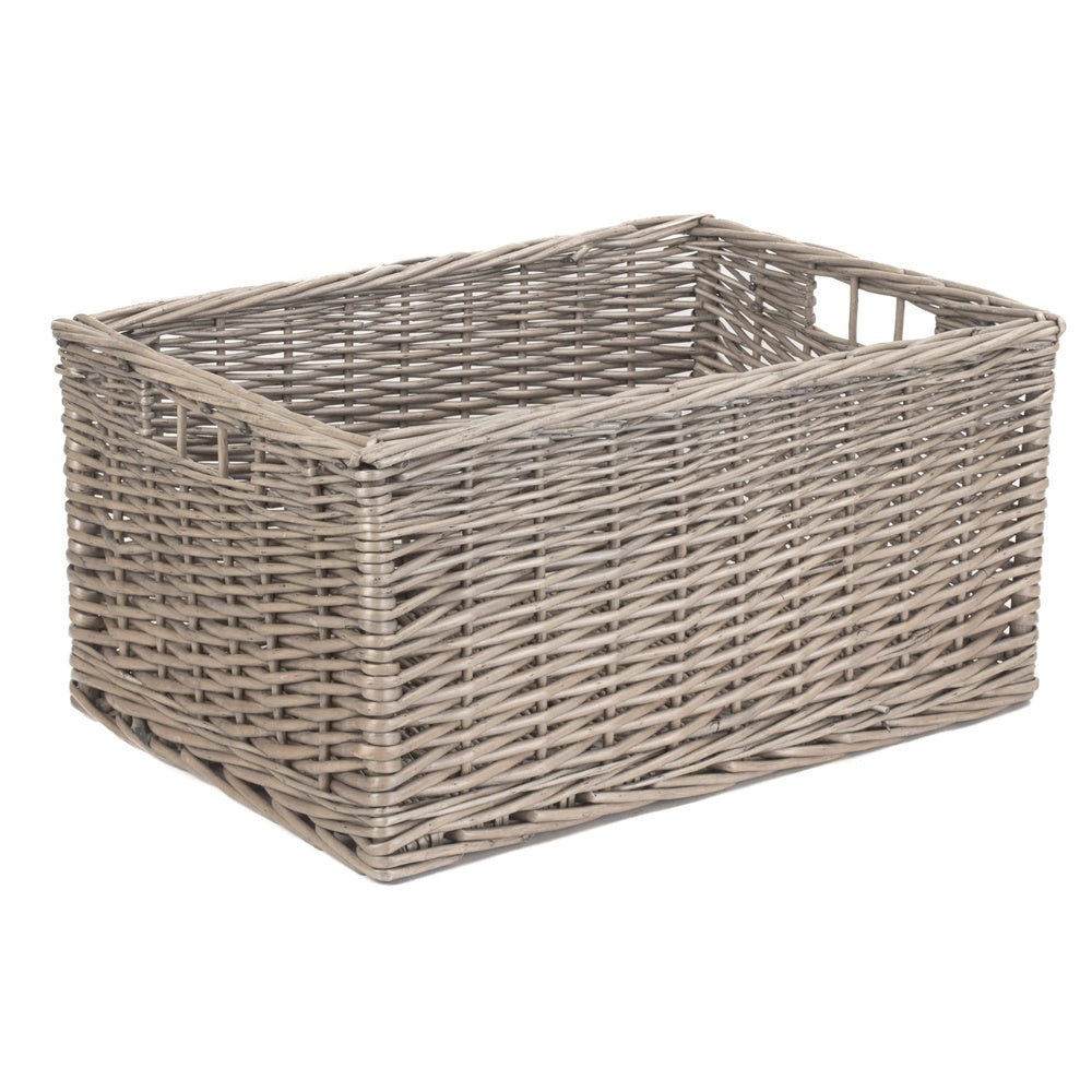 Antique wash wicker storage basket set 4 graduated sizes rustic UK