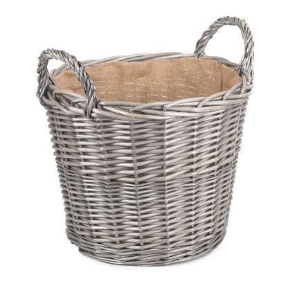 Wicker firewood basket antique wash finish UK country cottage log storage