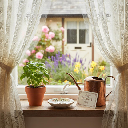Cottage garden flower earrings cottage windowsill spring herbs Mother's Day UK British countryside