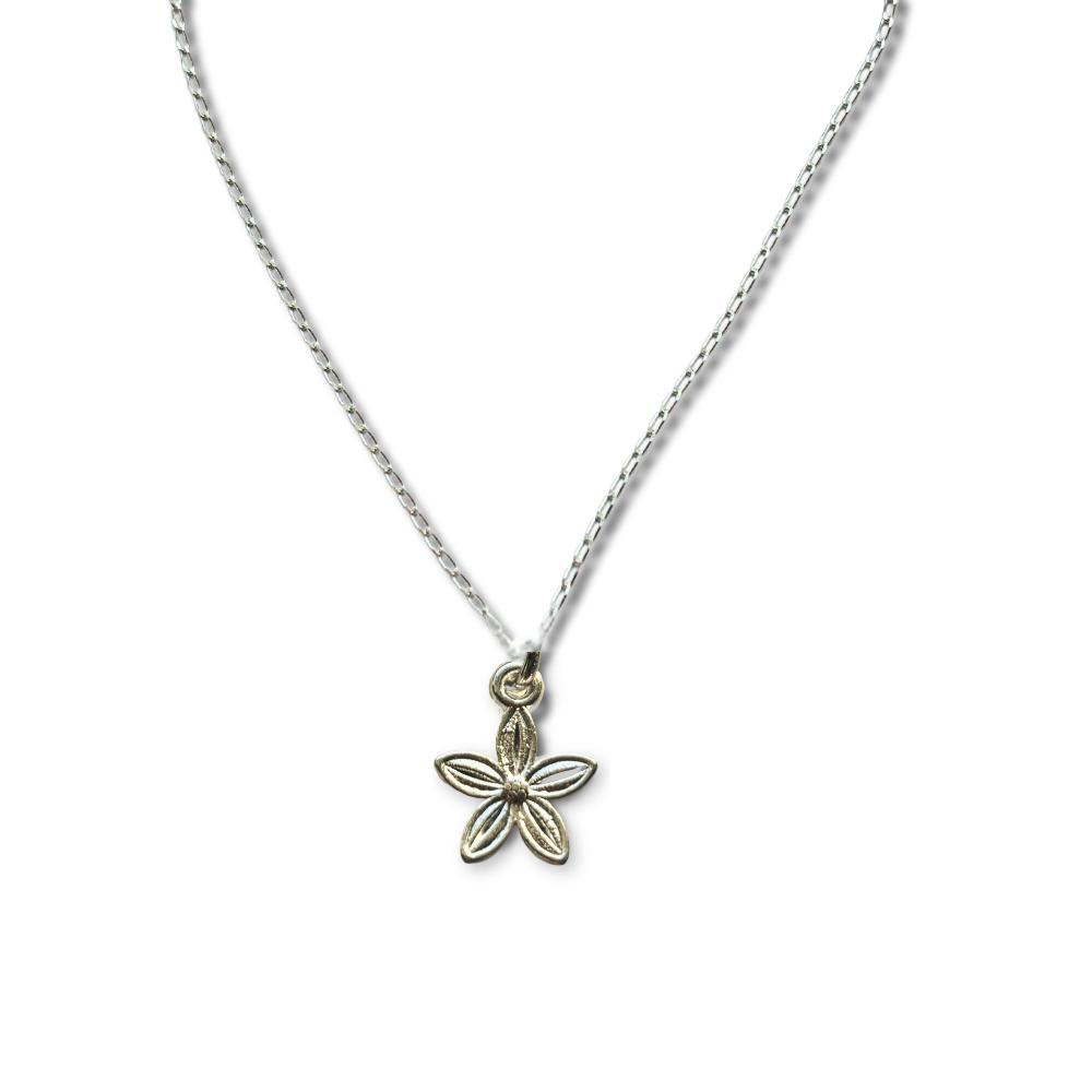 Cottage garden flower pendant necklace Mother's Day UK sterling silver chain spring blossom gift