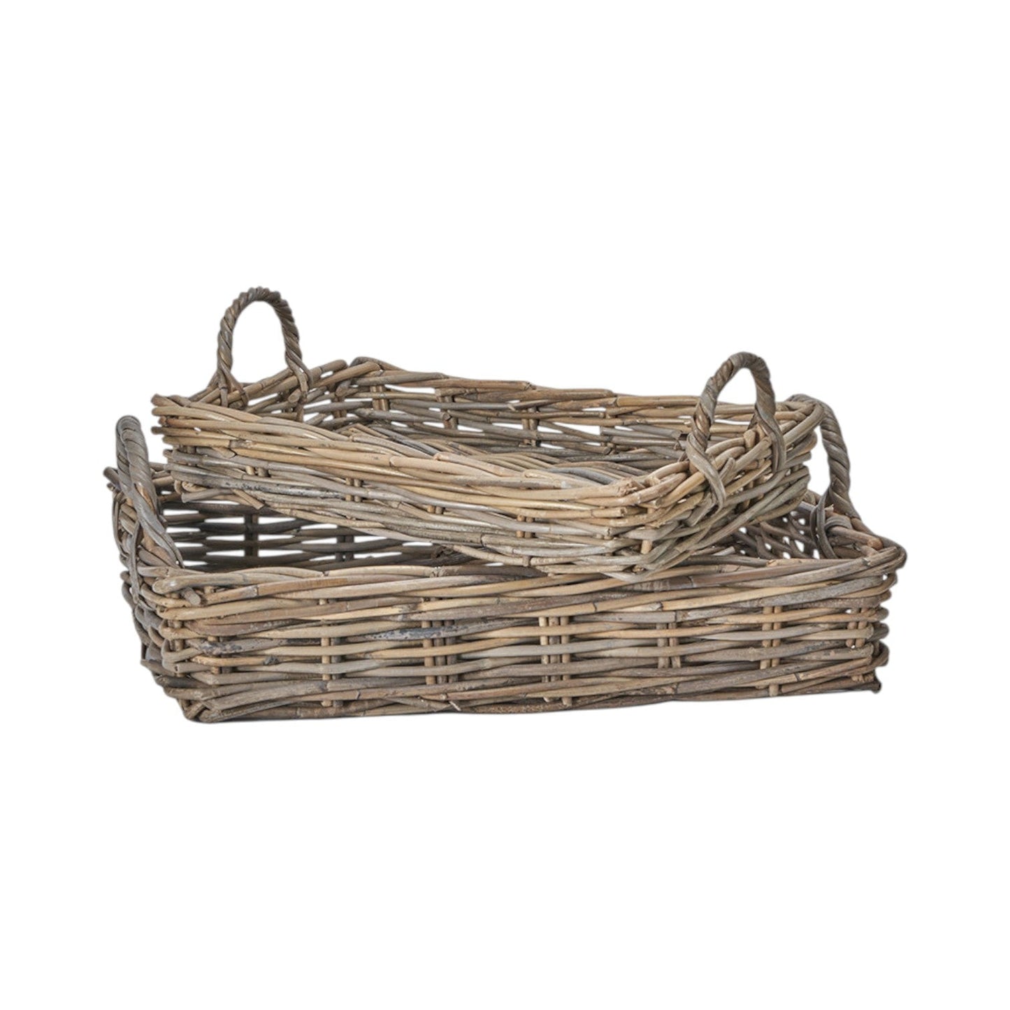 The Elmley grey kubu basket trays handwoven natural rattan UK cottage homes
