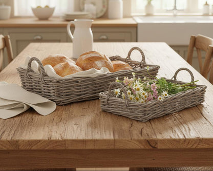 Elmley grey kubu trays farmhouse dining table cottage styling rustic UK
