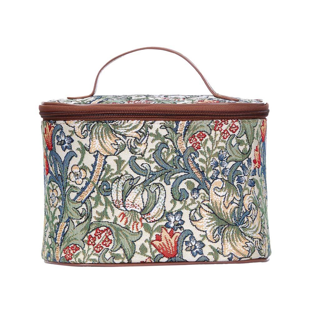 Golden Lily toiletry bag William Morris woven tapestry botanical design
