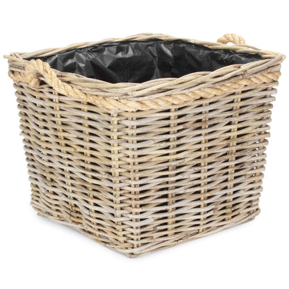 Handcrafted grey kubu planter with plastic liner UK