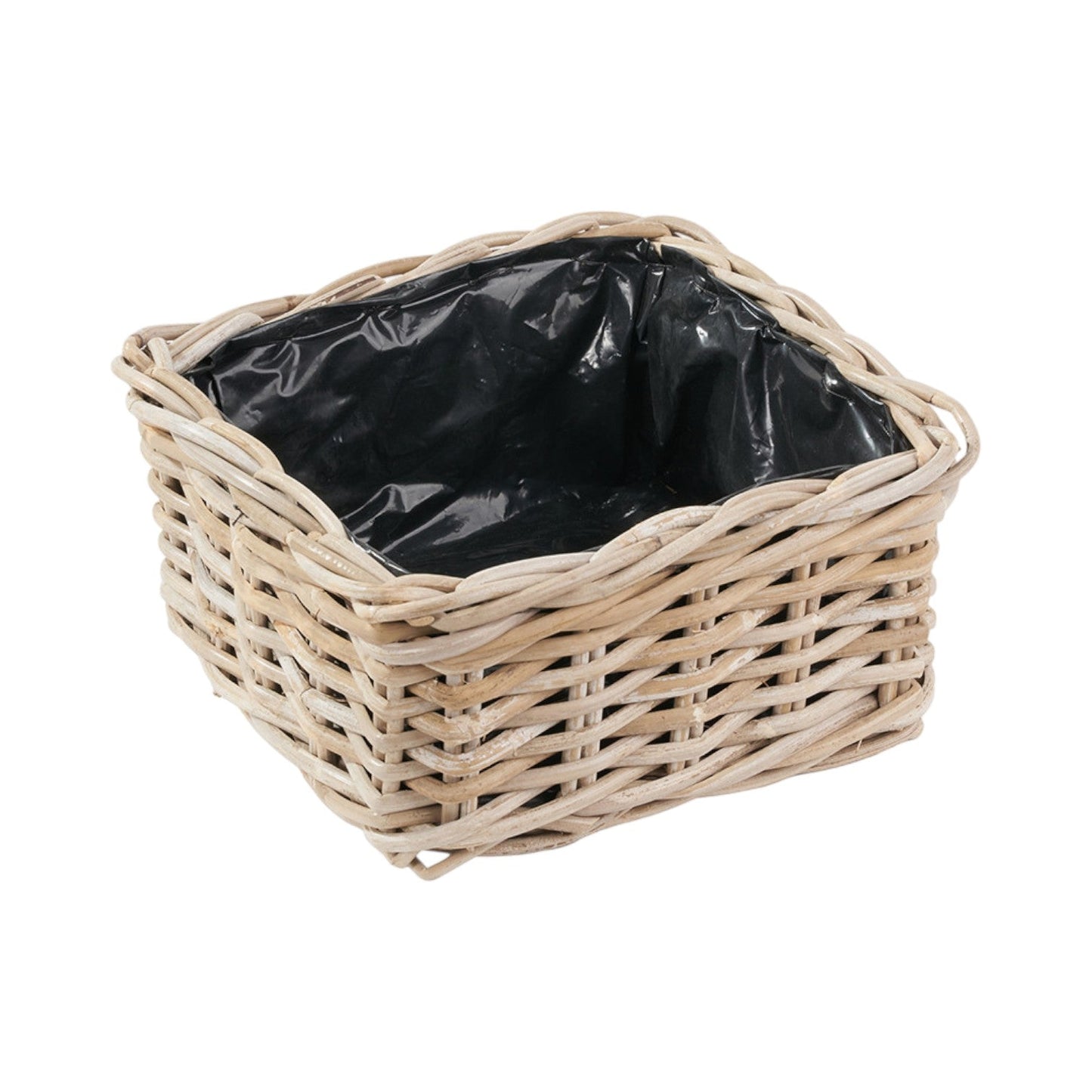 Handwoven Kubu rattan planters pre-lined natural grey finish UK garden