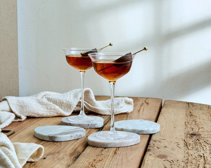 Hartley marble coasters set of 4 artisan design styled cocktail glasses entertaining UK