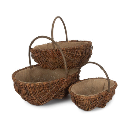 Unpeeled willow garden trug oval basket handwoven heritage UK