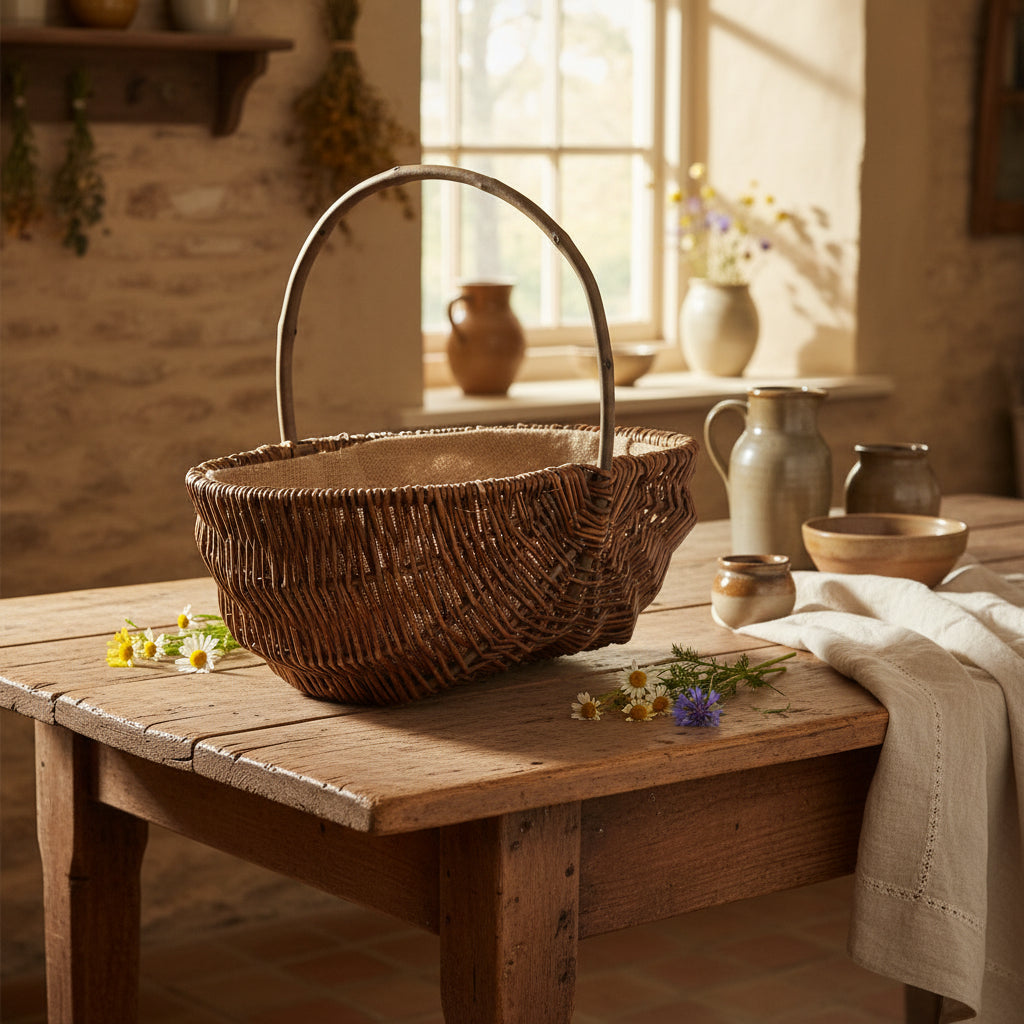 Oval willow garden trug rustic cottage kitchen table heritage UK