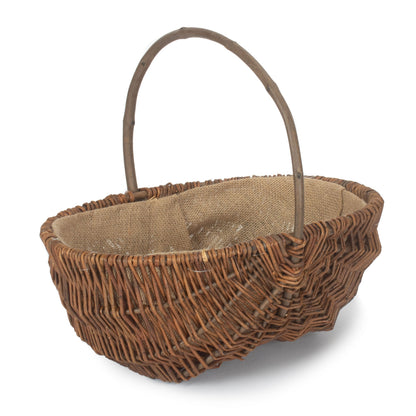 Large garden trug 40cm oval unpeeled willow handwoven heritage UK