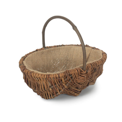 Small garden trug 29cm oval unpeeled willow handwoven cottage UK