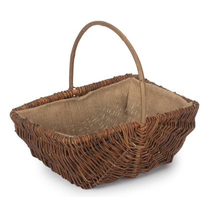 Highgrove large rectangular willow garden trug hessian lining UK vegetables