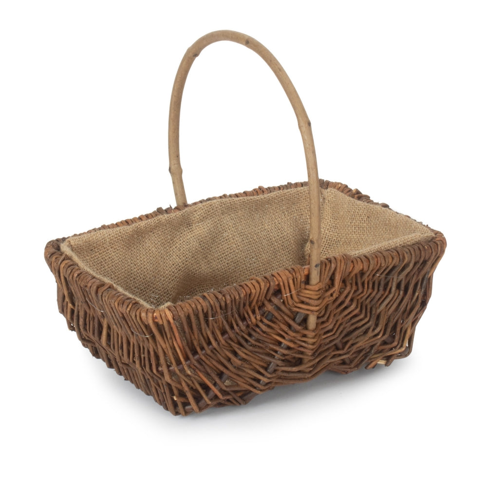 Highgrove medium rectangular willow garden trug hessian lining UK flowers