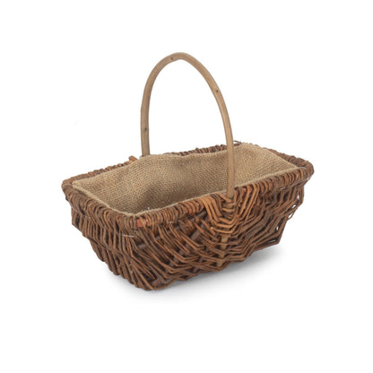 Highgrove small rectangular willow garden trug hessian lining UK harvest