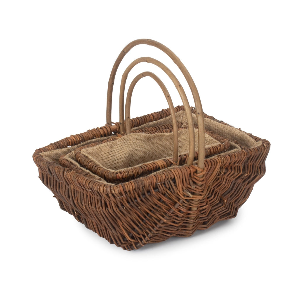 Highgrove willow garden trug hessian lining handles detail traditional UK