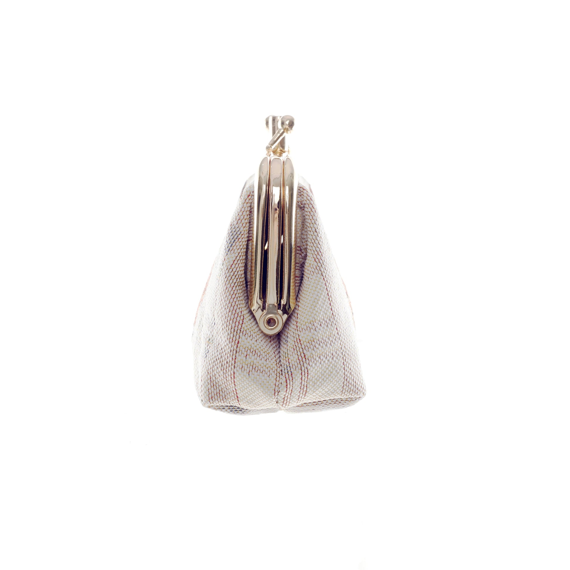 Highland Cow Frame Purse side angle view highlighting metal clasp detail