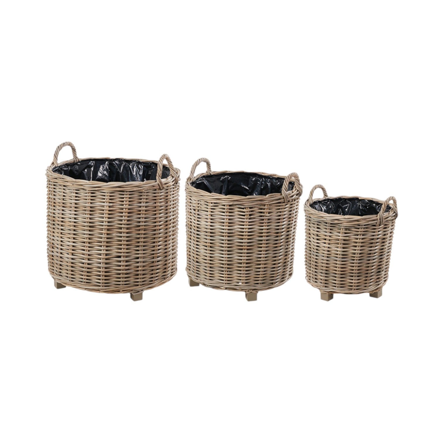 Indonesian Kubu rattan planters graduated sizes indoor outdoor UK country home décor