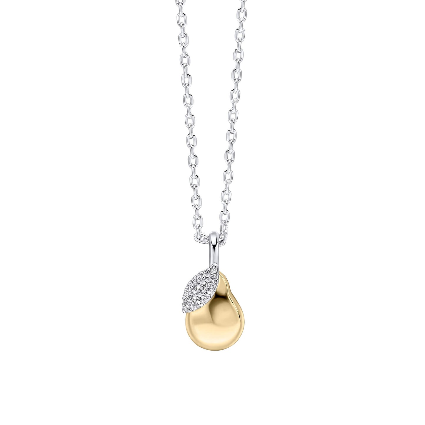 Laura Ashley pear drop necklace silver and yellow gold plated cubic zirconia UK
