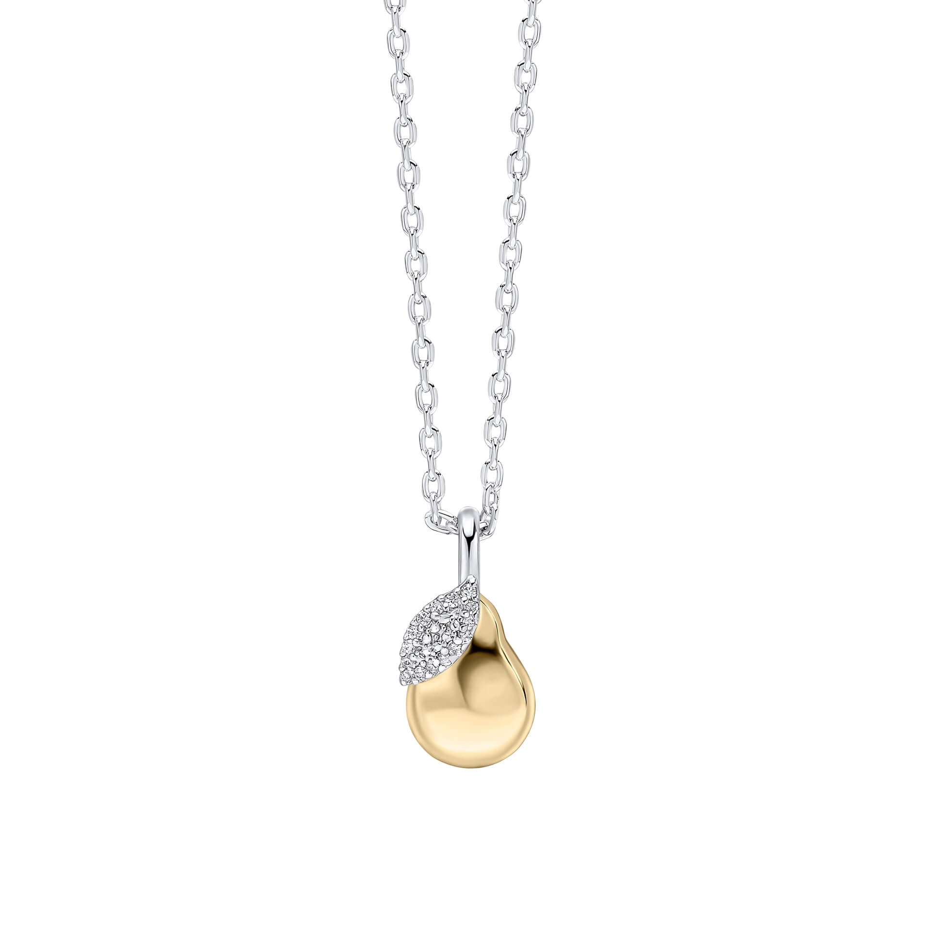 Laura Ashley pear drop necklace silver and yellow gold plated cubic zirconia UK
