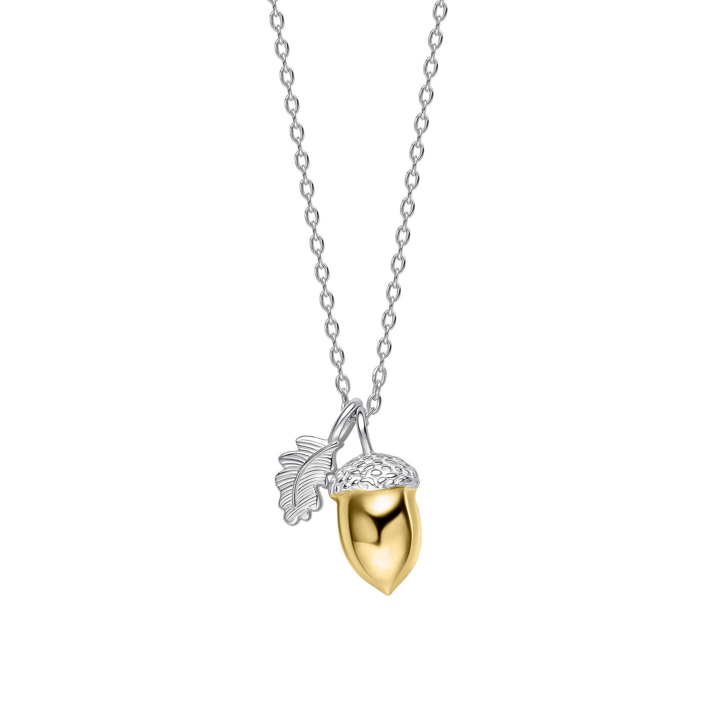 Laura Ashley Broadoak Acorn Necklace recycled sterling silver yellow gold UK
