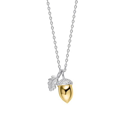 Laura Ashley Broadoak Acorn Necklace recycled sterling silver yellow gold UK
