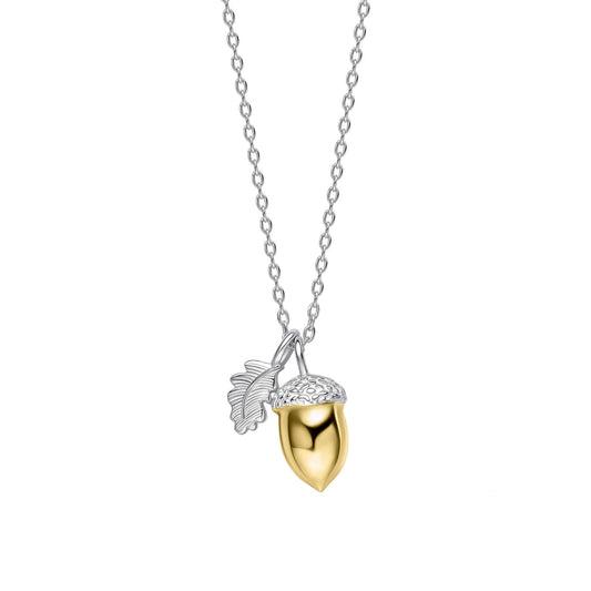 Laura Ashley Broadoak Acorn Necklace recycled sterling silver yellow gold UK
