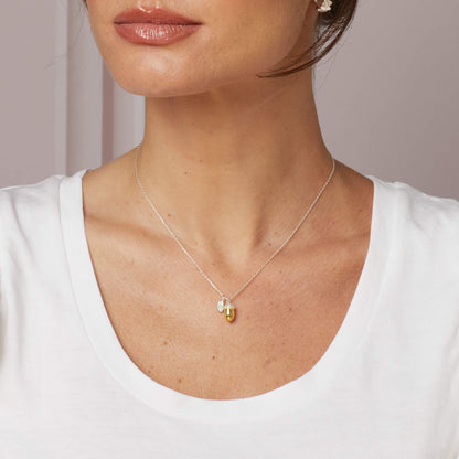 Laura Ashley Broadoak Acorn Necklace worn sterling silver yellow gold plated UK
