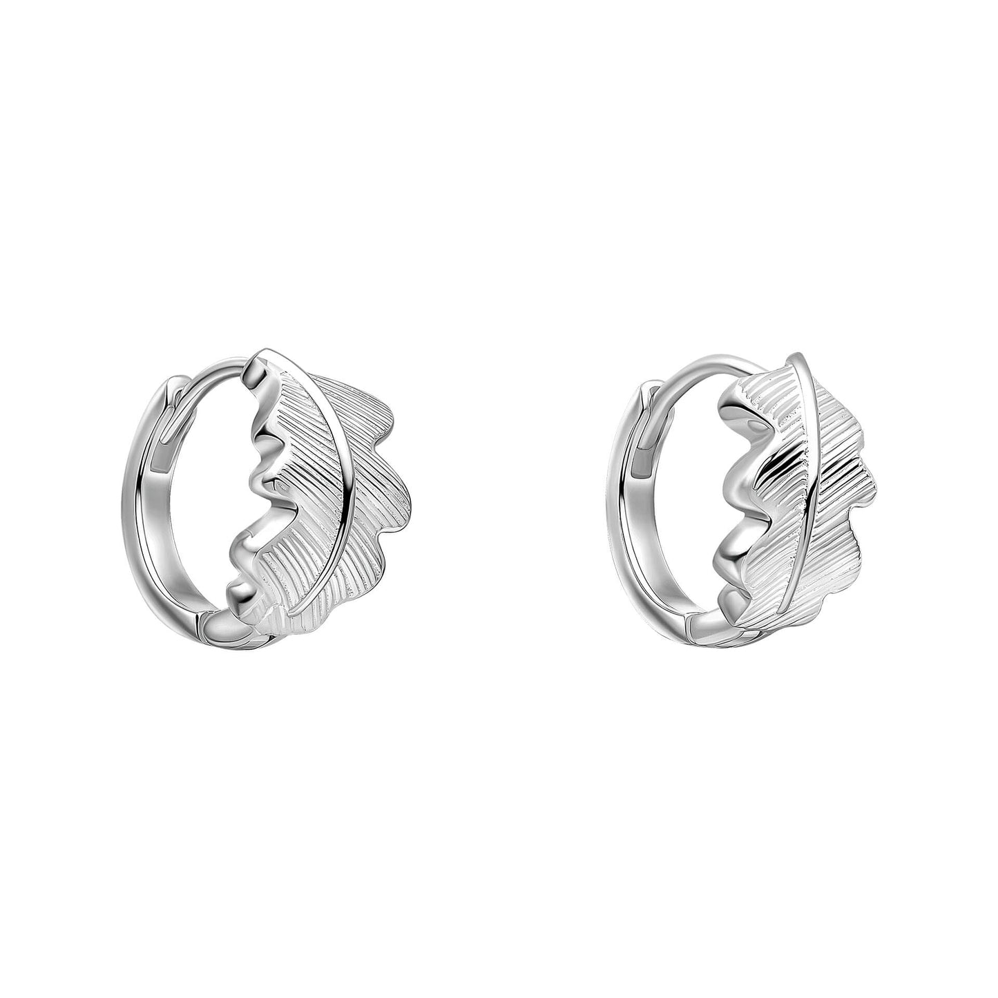 Laura Ashley Broadoak mini hoop earrings recycled sterling silver oak leaf UK
