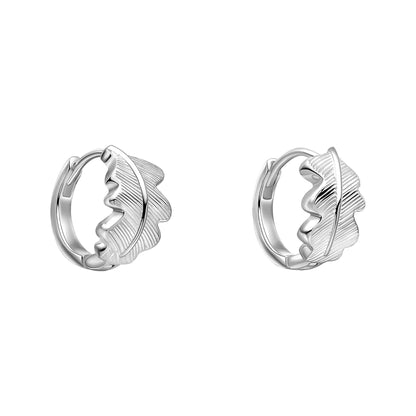 Laura Ashley Broadoak mini hoop earrings recycled sterling silver oak leaf UK
