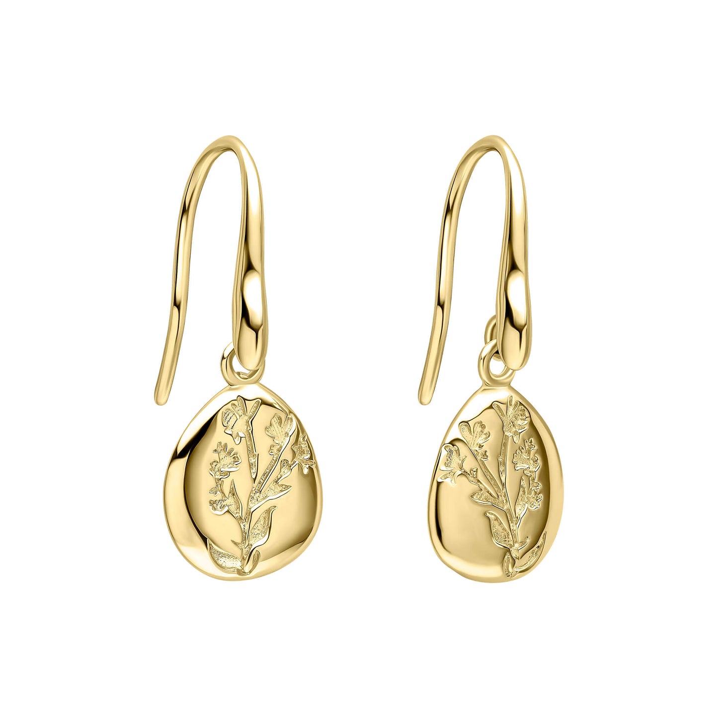 Laura Ashley Farlington Flowers yellow gold plated sterling silver hook earrings UK