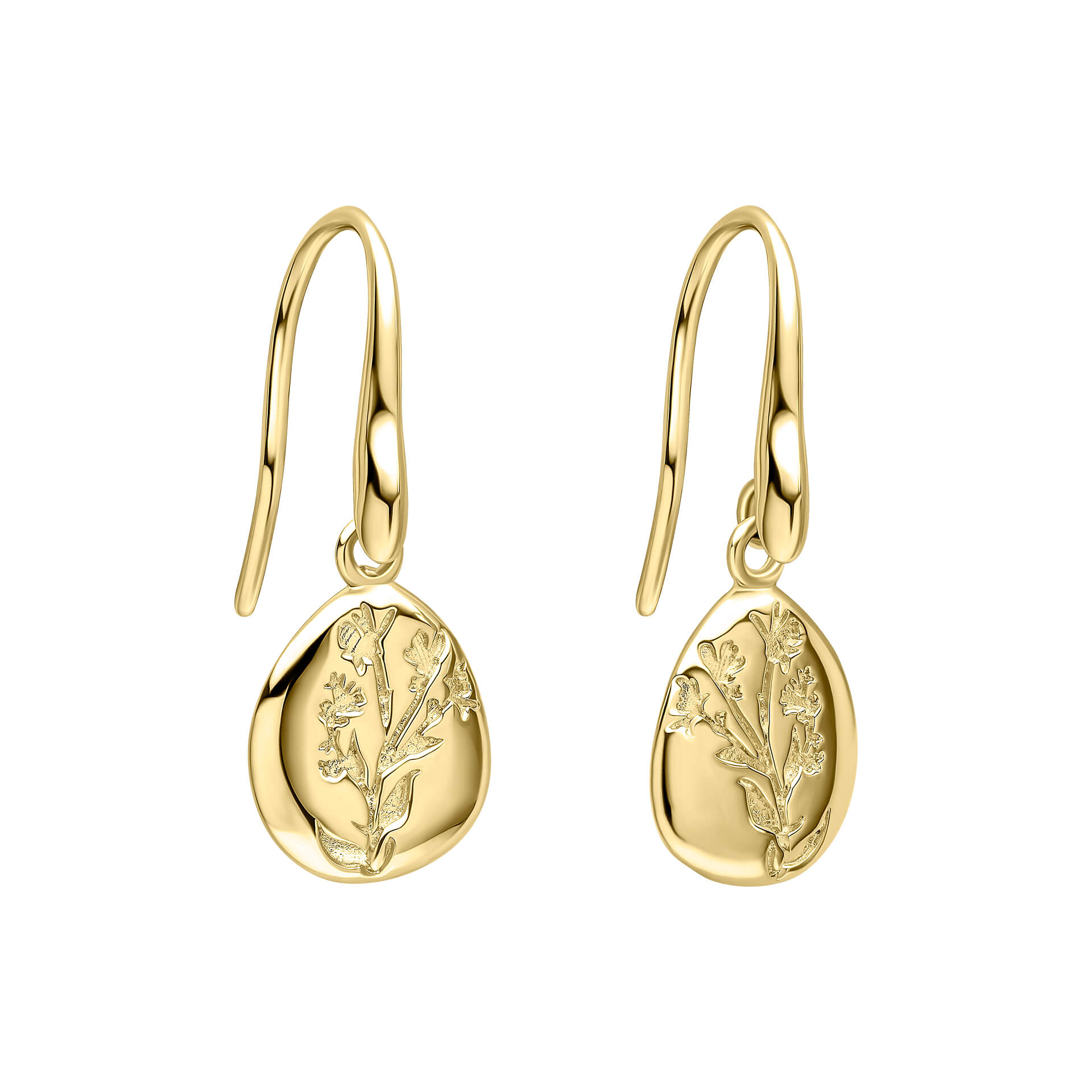 Laura Ashley Farlington Flowers yellow gold plated sterling silver hook earrings UK