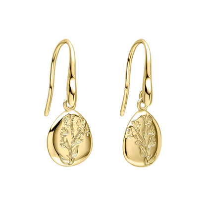 Laura Ashley Farlington Flowers yellow gold plated sterling silver hook earrings UK