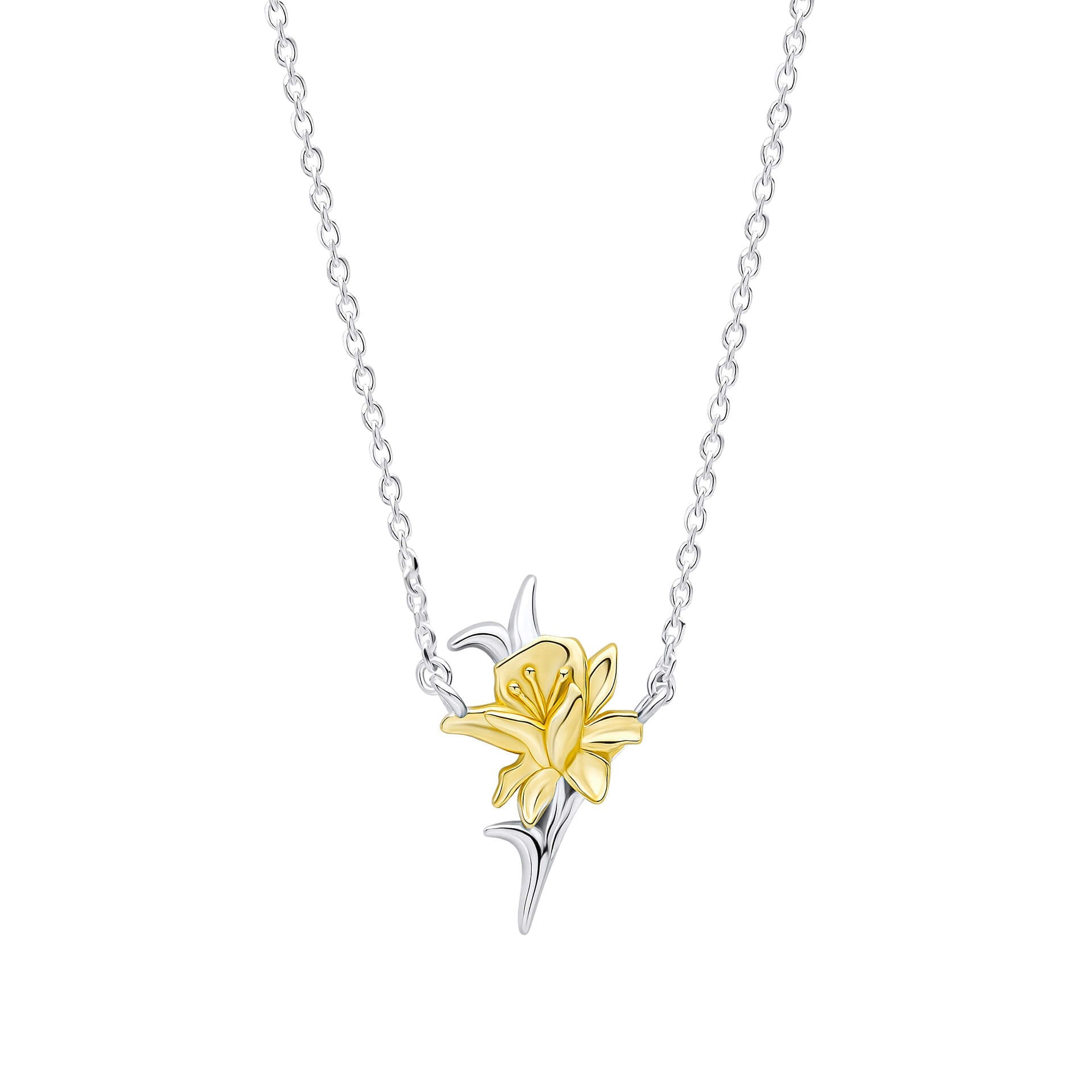 Laura Ashley Heritage Daffodil Necklace recycled sterling silver yellow gold UK
