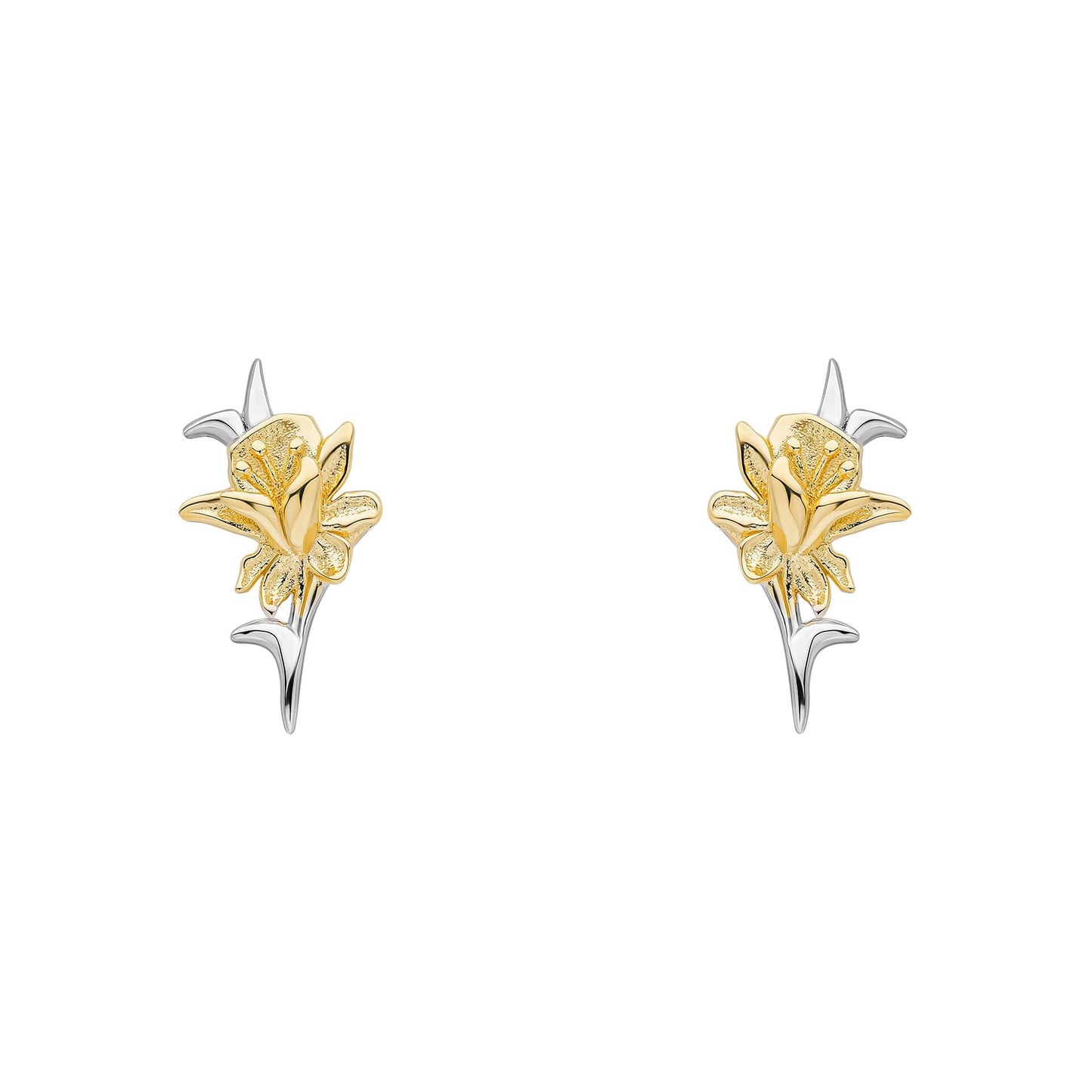 Laura Ashley Heritage Daffodil earrings sterling silver yellow gold plated UK
