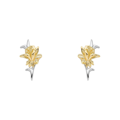 Laura Ashley Heritage Daffodil earrings sterling silver yellow gold plated UK
