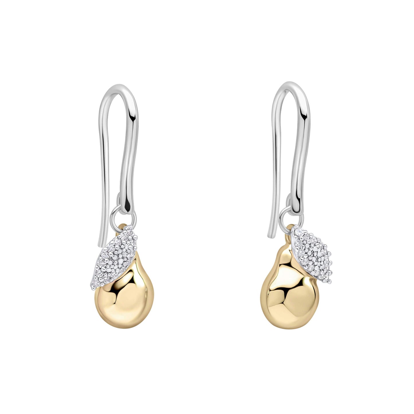 Laura Ashley pear drop earrings silver and yellow gold plated cubic zirconia UK
