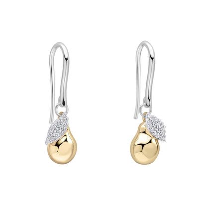 Laura Ashley pear drop earrings silver and yellow gold plated cubic zirconia UK

