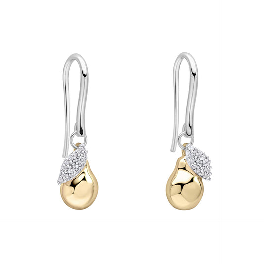 Laura Ashley pear drop earrings silver and yellow gold plated cubic zirconia UK
