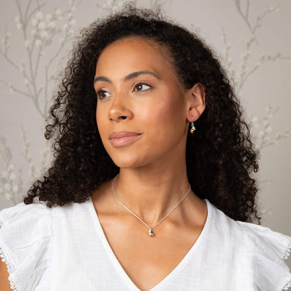 Laura Ashley pear drop necklace adjustable chain silver gold plated brass UK
