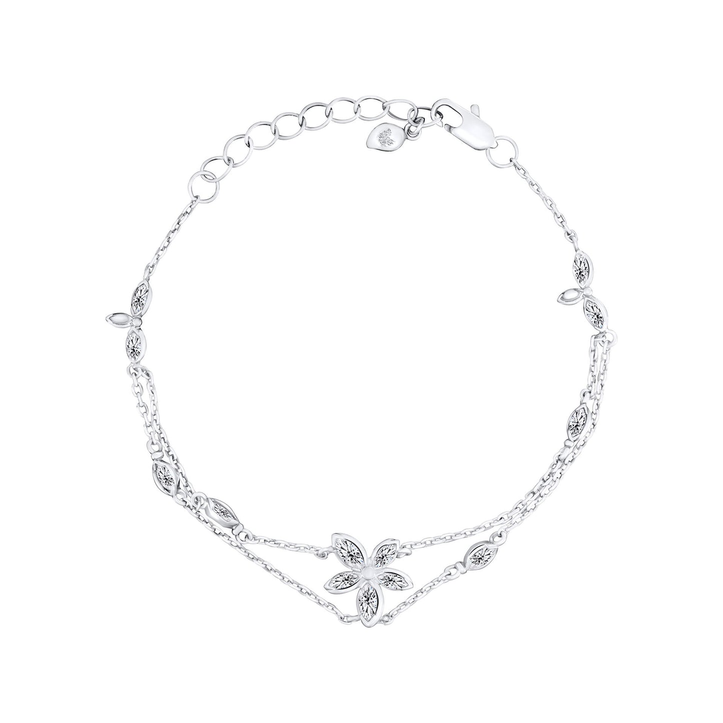 Laura Ashley Tumbling Floral silver plated bracelet white cubic zirconia UK