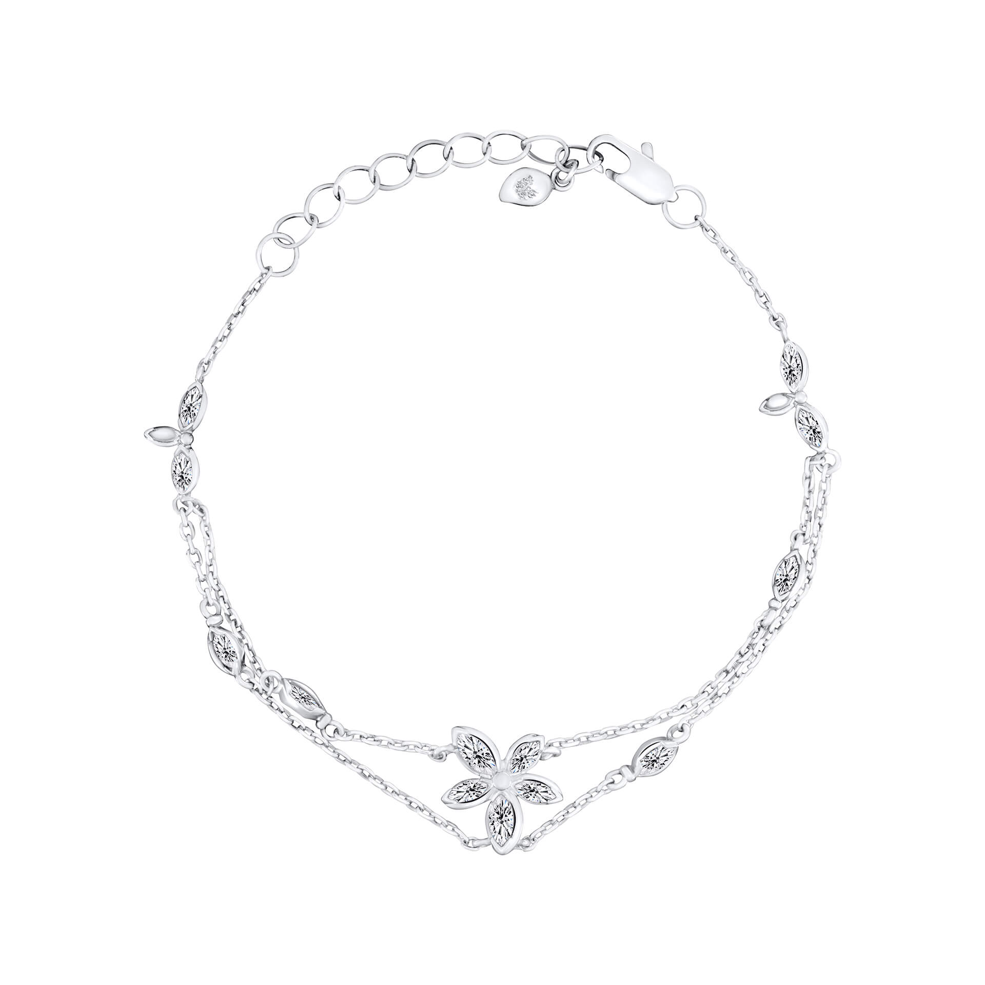 Laura Ashley Tumbling Floral silver plated bracelet white cubic zirconia UK