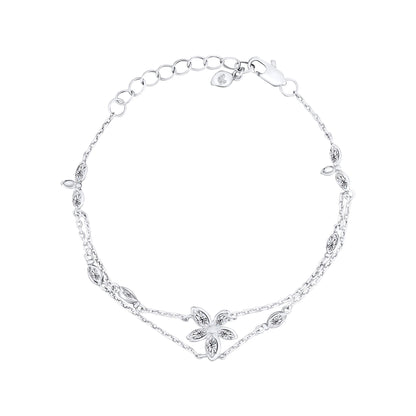 Laura Ashley Tumbling Floral silver plated bracelet white cubic zirconia UK
