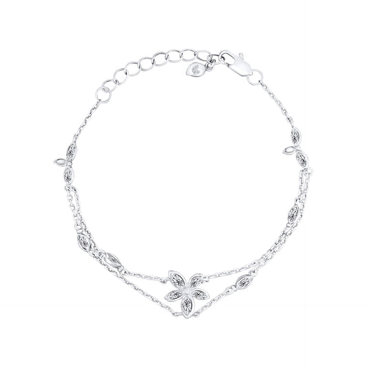 Laura Ashley Tumbling Floral silver plated bracelet white cubic zirconia UK