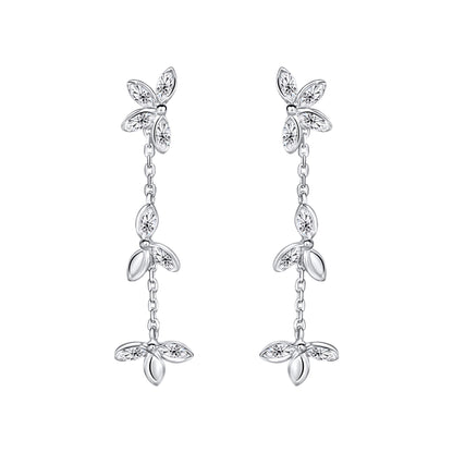 Laura Ashley Tumbling Floral drop earrings silver plated cubic zirconia UK