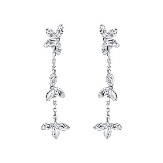 Laura Ashley Tumbling Floral drop earrings silver plated cubic zirconia UK