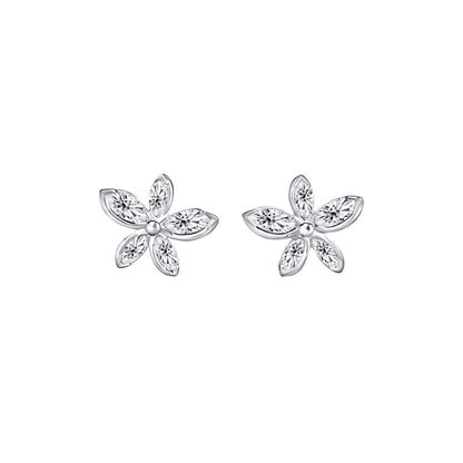 Laura Ashley Tumbling Floral silver plated stud earrings with white cubic zirconia UK