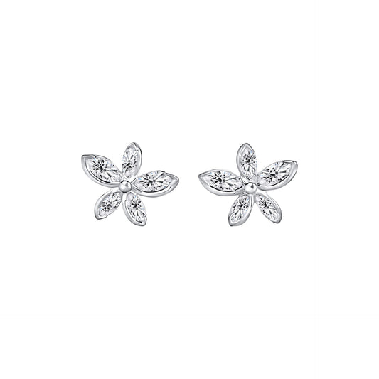 Laura Ashley Tumbling Floral silver plated stud earrings with white cubic zirconia UK