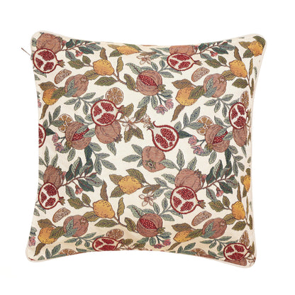 Lemon pomegranate tapestry cushion William Morris inspired botanical 45cm UK