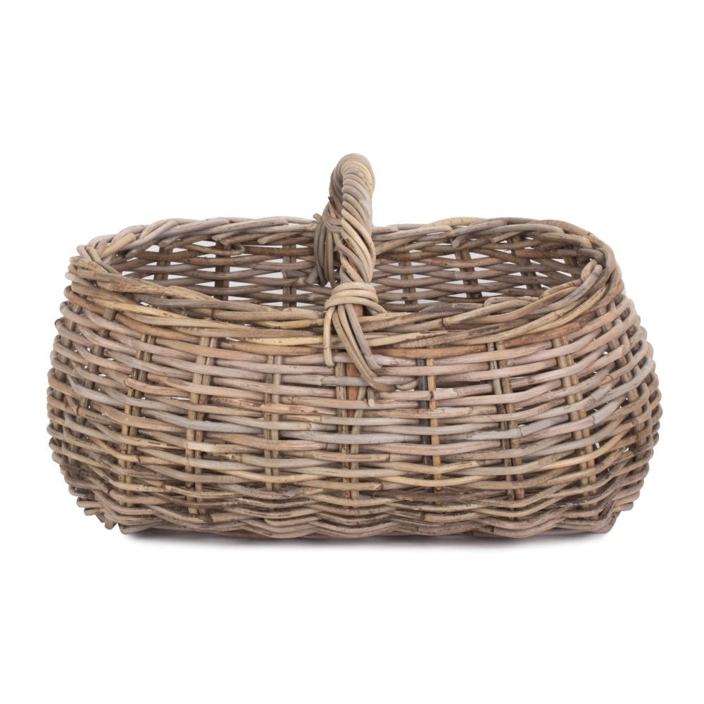 Marketstead grey rattan log basket open weave detail contemporary style UK
